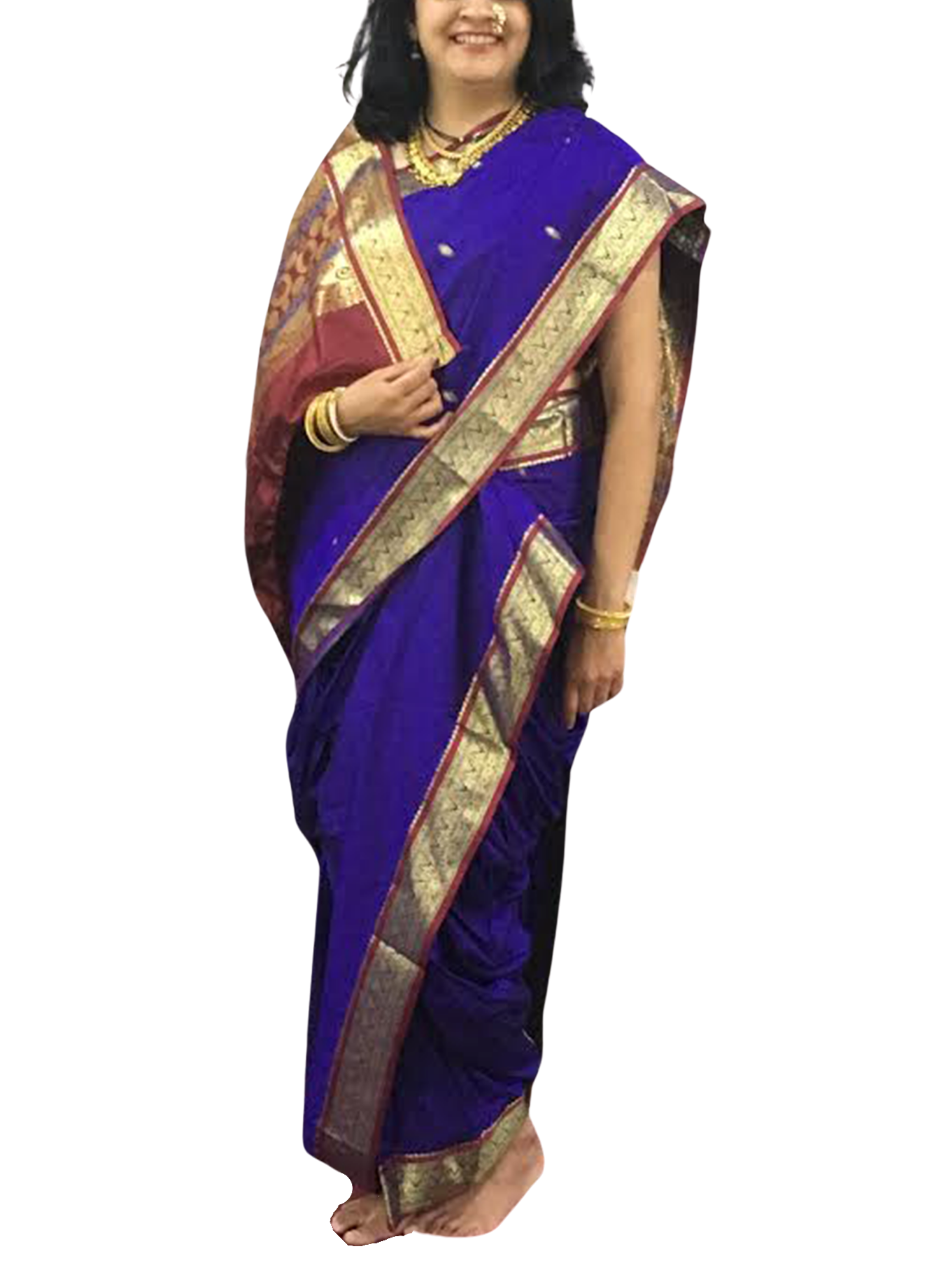 Plain Nine Yards Saree | Violet | Pure Silk