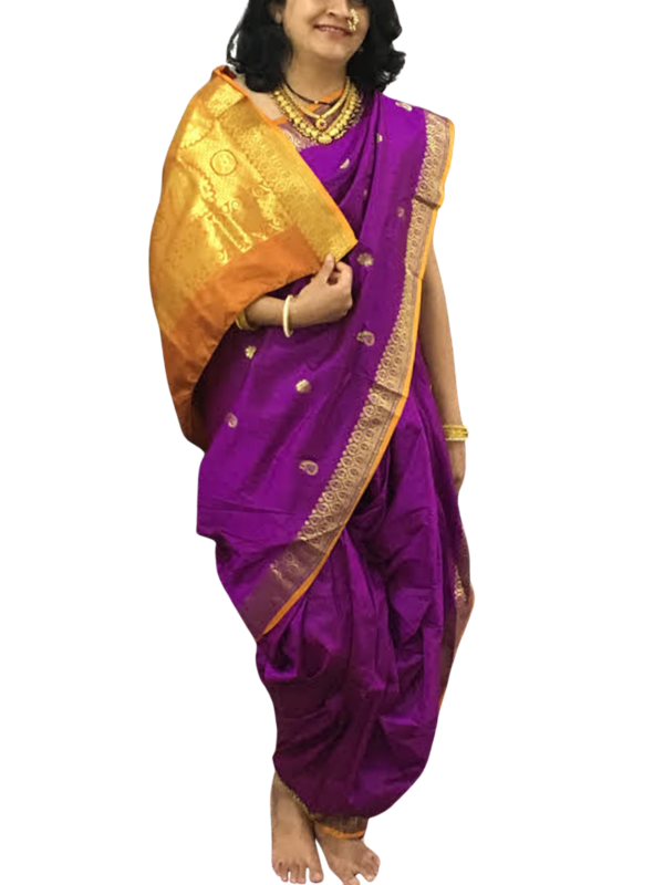 Party Wear Border Bridal Nauvari Silk Saree, With blouse piece, 9 m at Rs  1850/piece in Pune