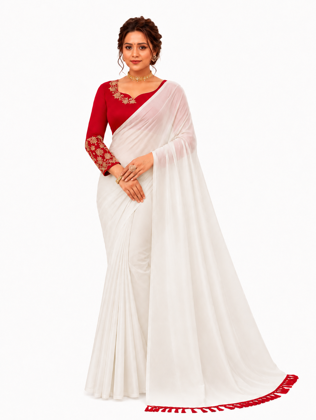 cream saree