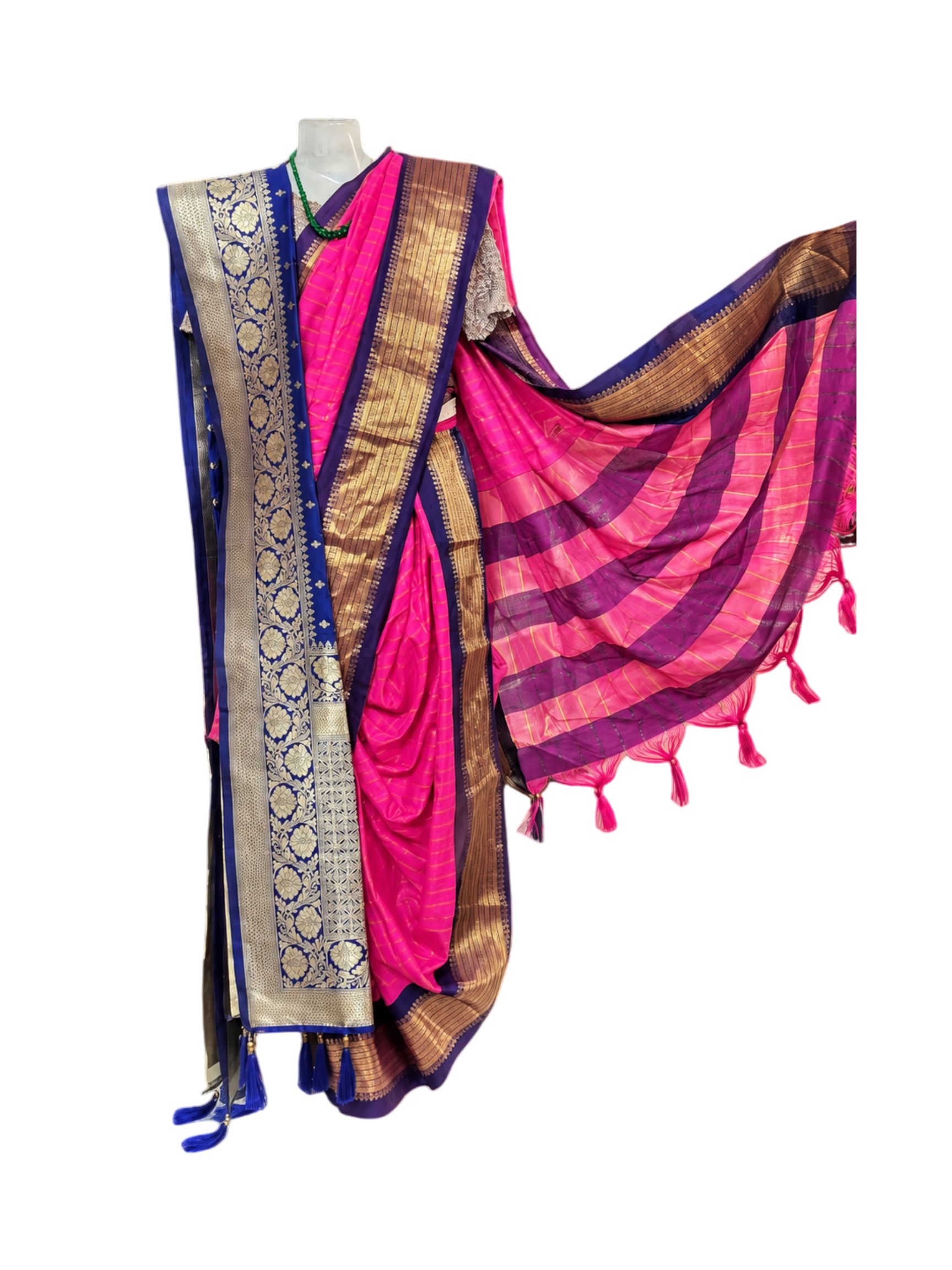 38”xl peshwai bramhni checks (A) pink with purple 4000₹