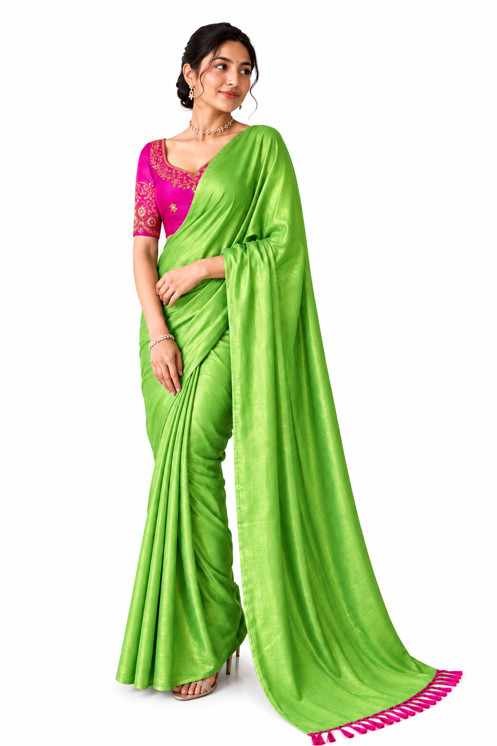 parrot green saree